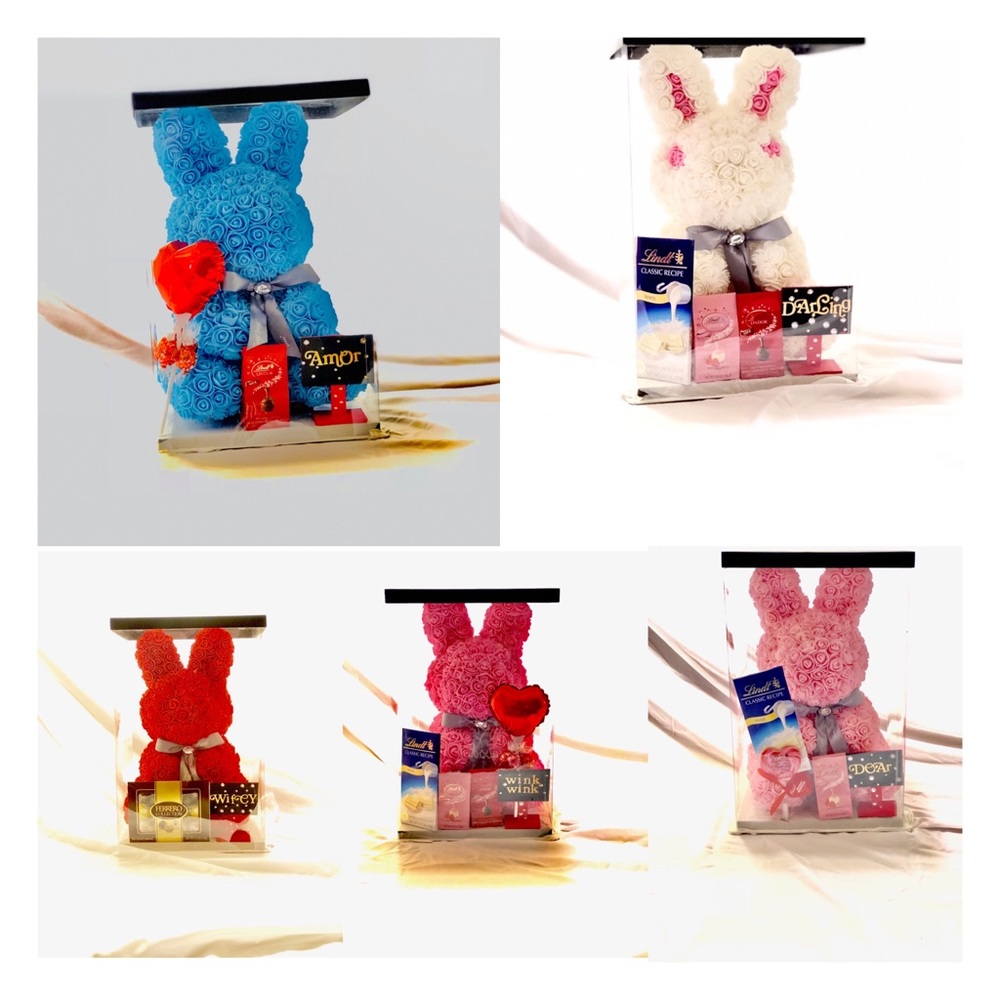 Rose Bunny valentines gift rose bear edition